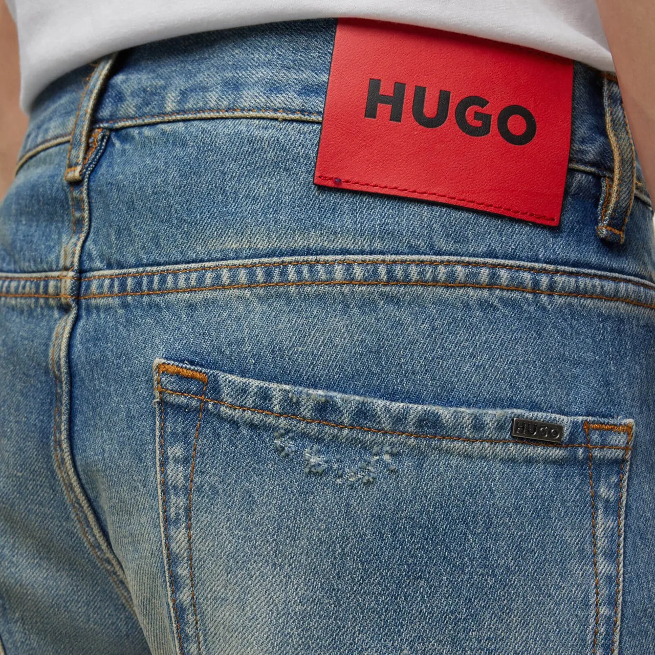 HUGO 340 Distressed Denim Straight-Leg Jeans