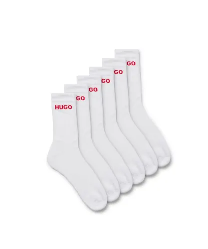 Hugo 6 Pack Mens Rib Logo Sock - White