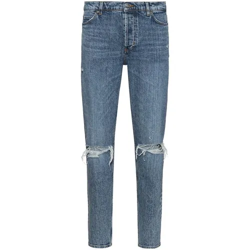 Hugo 634 Tapered Distressed Jeans - Blue
