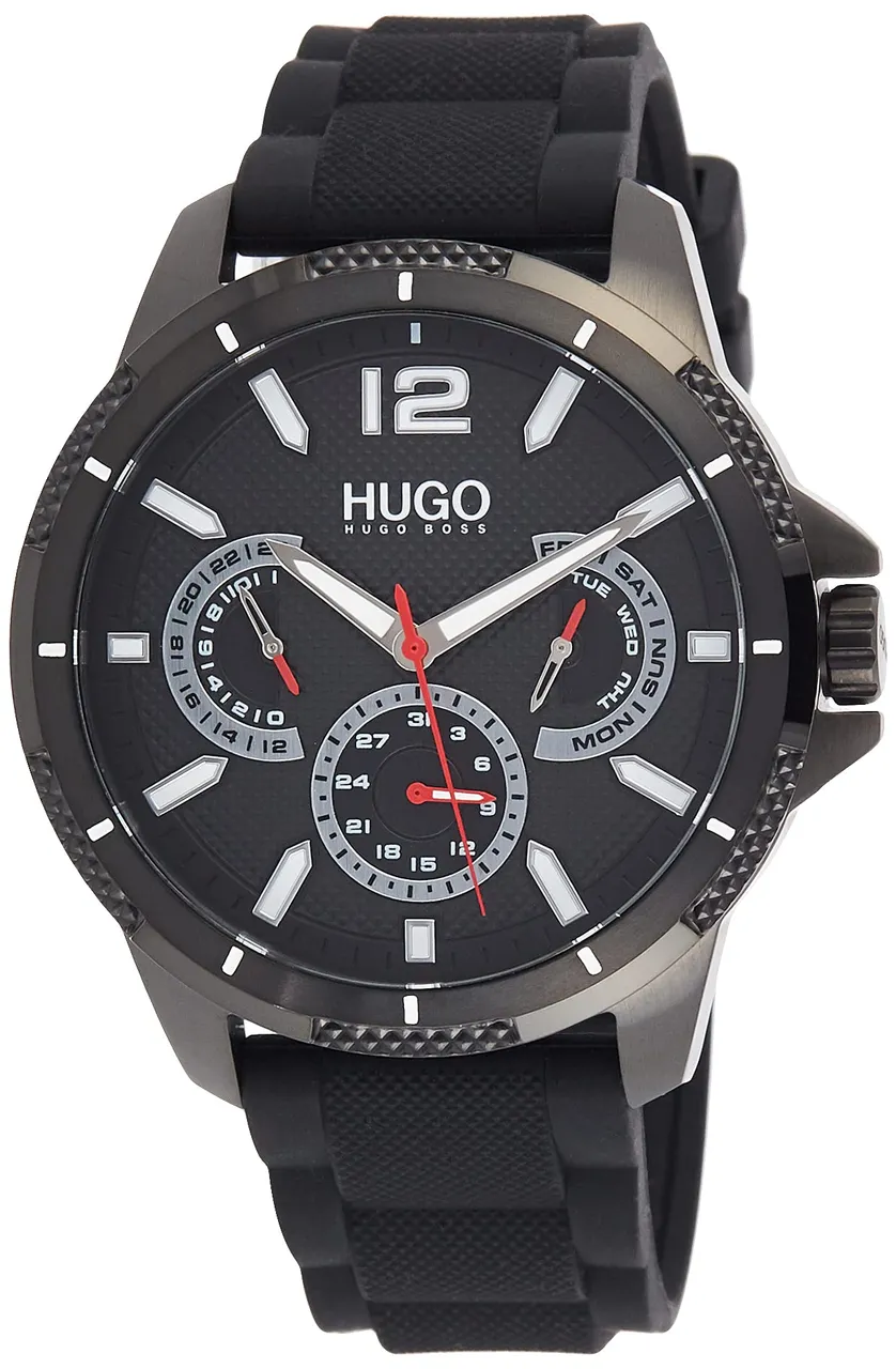 HUGO Analogue Multifunction Quartz Watch for Men with Black