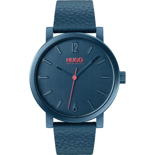 HUGO Analogue Quartz Watch for Men with Blue Leather Strap