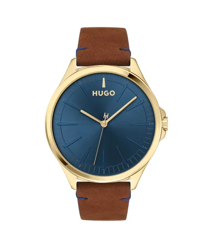 HUGO Analogue Quartz Watch for Men with Brown Leather Strap