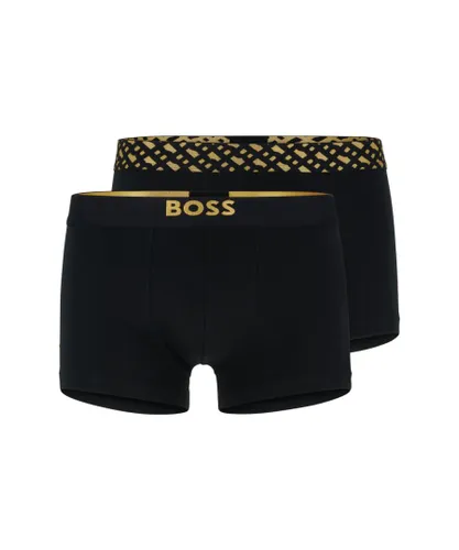 Hugo Boss 2 Pack Mens Gold Trunk - Black/Gold Cotton