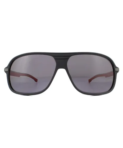 Hugo Boss Aviator Mens Matte Black Red Grey Polarized Sunglasses - One