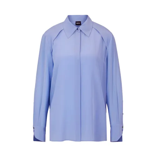 Hugo Boss , Bacie Silk Shirt - Light Blue ,Purple female, Sizes: