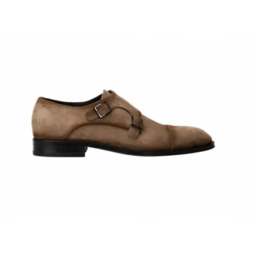 Hugo Boss , Beige Suede Double Monk Shoes ,Beige male, Sizes: