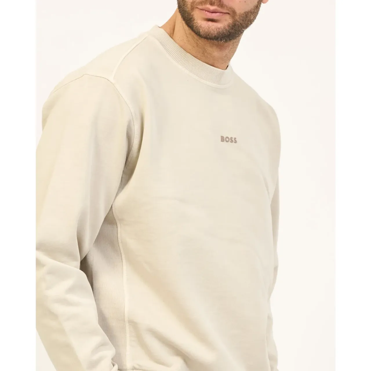 Hugo Boss , Beige Sweater with Logo Print ,Beige male, Sizes: