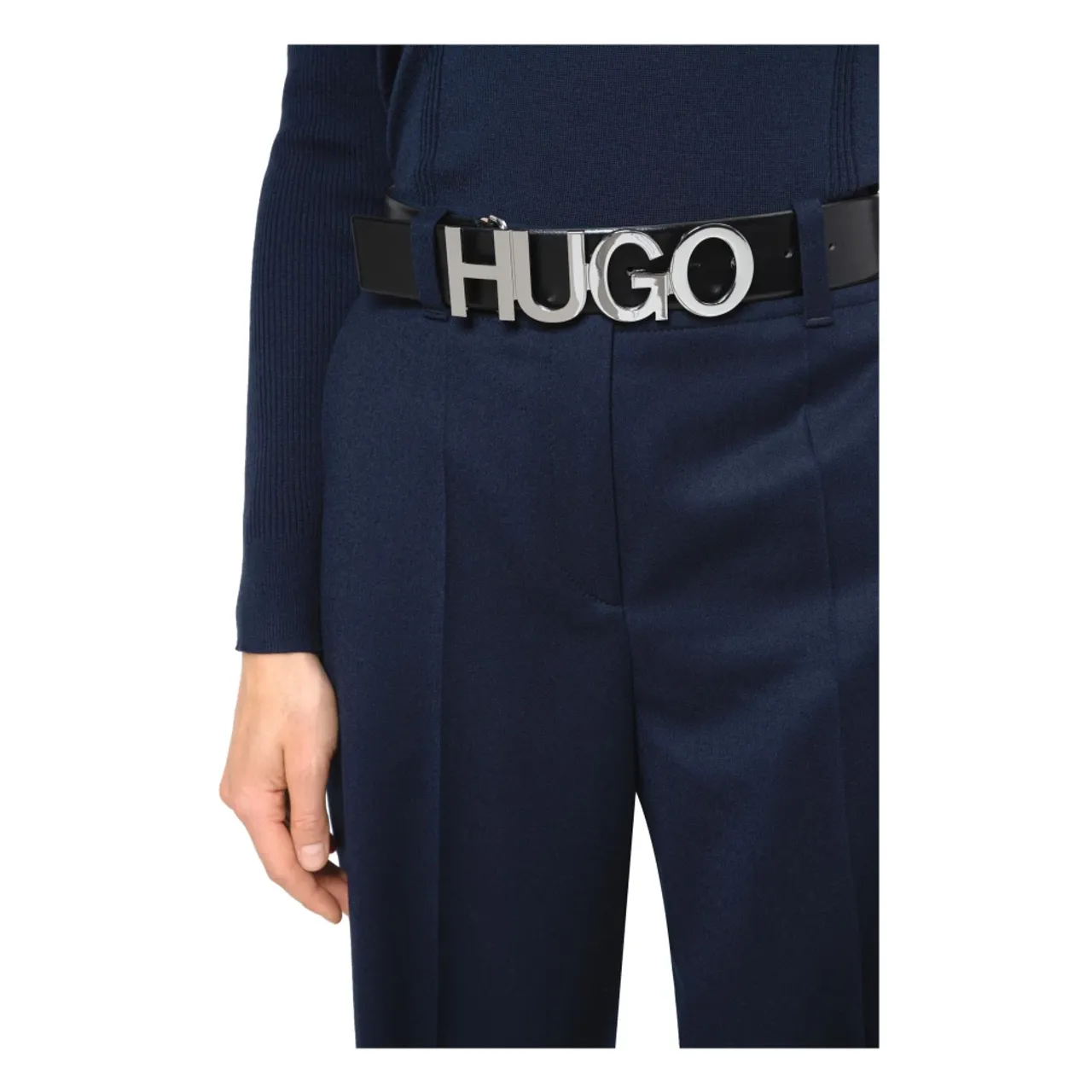 Hugo Boss , Belt in pelle logo fibbia Zula Belt 4 cm 50391327 ,Black female, Sizes: