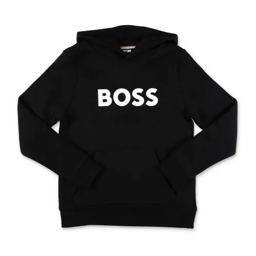 Hugo Boss , Black cotton blend boy Hugo Boss hoodie ,Black male, Sizes: