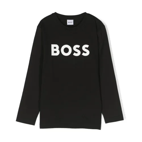 Hugo Boss , Black cotton jersey boy Hugo Boss t-shirt ,Black male, Sizes: