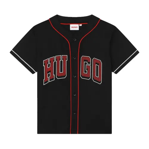 Hugo Boss , Black Cotton Kids Shirt Buttoned ,Black male, Sizes: