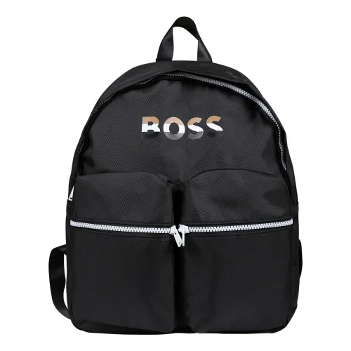 Hugo Boss , Black Fabric Backpack with Iconic Stripes Logo ,Black unisex, Sizes: ONE SIZE