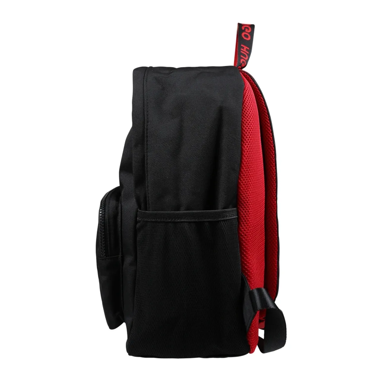 Hugo Boss , Black Fabric Backpack with Red Logo ,Black unisex, Sizes: ONE SIZE