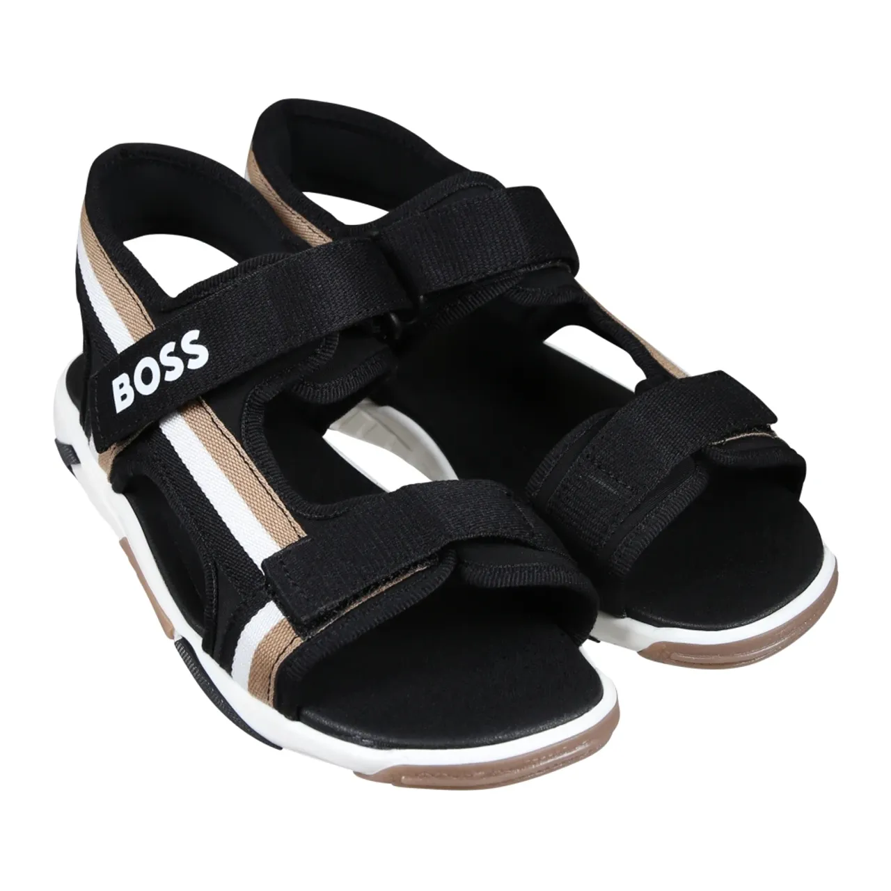 Hugo Boss , Black Logo Print Sandals ,Black unisex, Sizes: