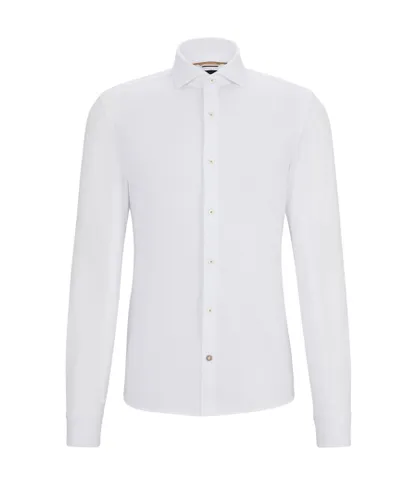 Hugo Boss Black Mens C-hal-spread Collar Long Sleeved Shirt White