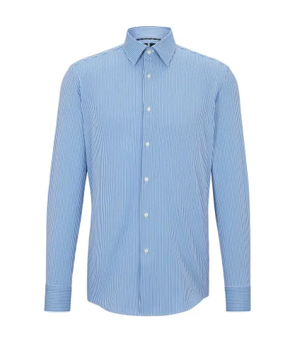 Hugo Boss Black Mens P-hank -kent-c1-long Sleeve4d Shirt Bright Blue