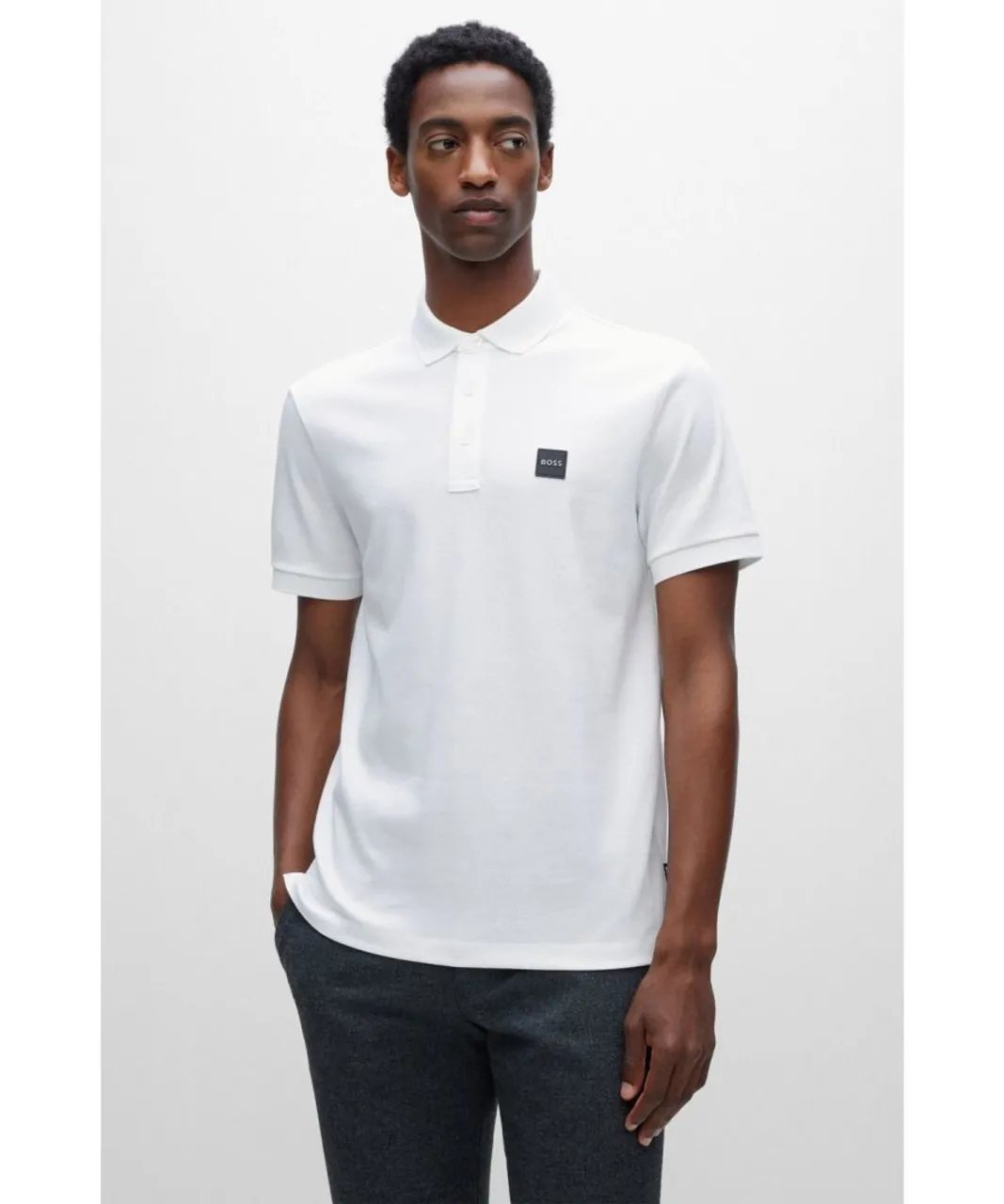 Hugo Boss Black Mens Parlay 143 Polo Shirt White