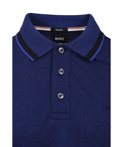 Hugo Boss Black Mens Pittman 183 Long Sleeved Polo Shirt Dark Purple Cotton
