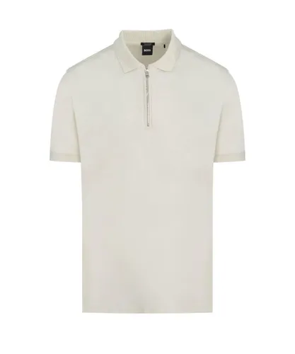 Hugo Boss Black Mens Polston 11 Polo Shirt Open White