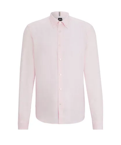 Hugo Boss Black Mens S-liam-s-bd-c1-242 Long Sleeved Shirt Light Pastel Pink