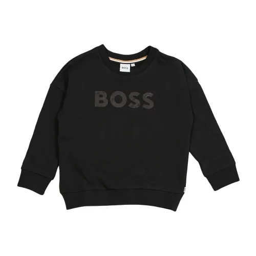 Hugo Boss , Black Sweater for Boys with Logo ,Black male, Sizes: