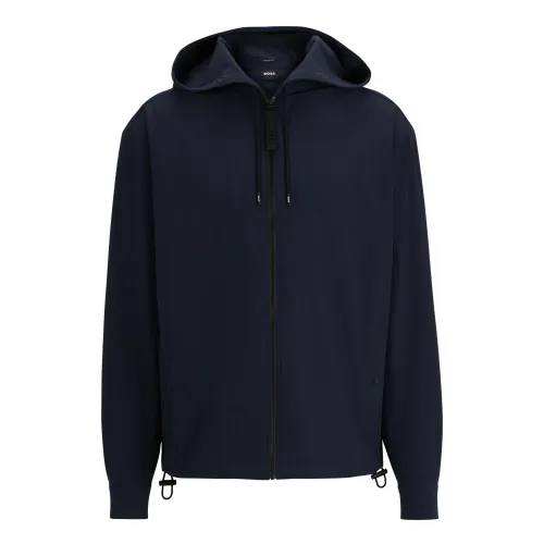 Hugo Boss , Blue Coats with Front Zip Closure ,Blue male, Sizes: