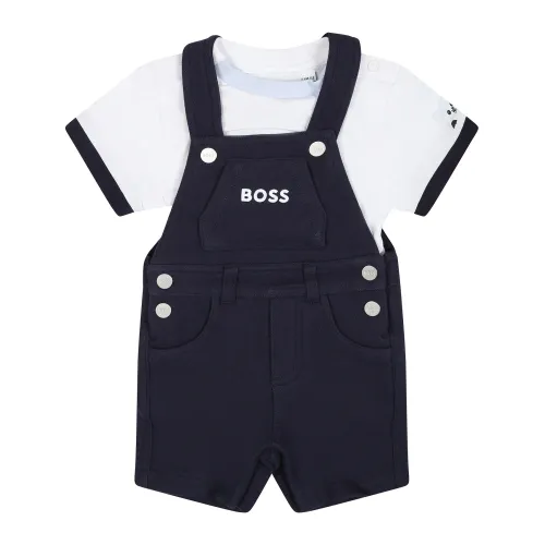 Hugo Boss , Blue Cotton Dungarees and T-Shirt Set ,Blue male, Sizes: