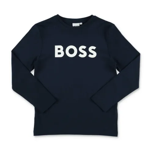 Hugo Boss , Blue cotton jersey boy Hugo Boss t-shirt ,Blue male, Sizes: