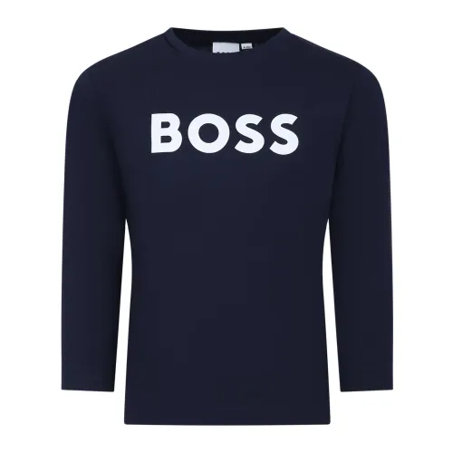 Hugo Boss , Blue Long Sleeve Cotton T-Shirt ,Blue unisex, Sizes: