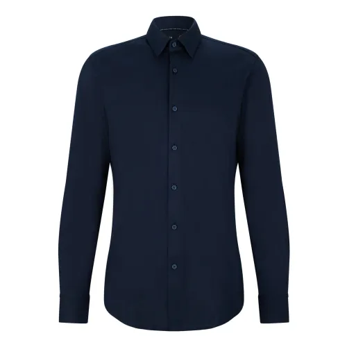 Hugo Boss , Blue Long Sleeve Shirt with Performance Fit ,Blue male, Sizes: