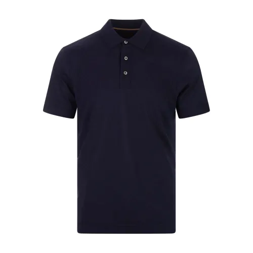 Hugo Boss , Blue Polo Shirt Cotton-Silk Blend ,Blue male, Sizes: