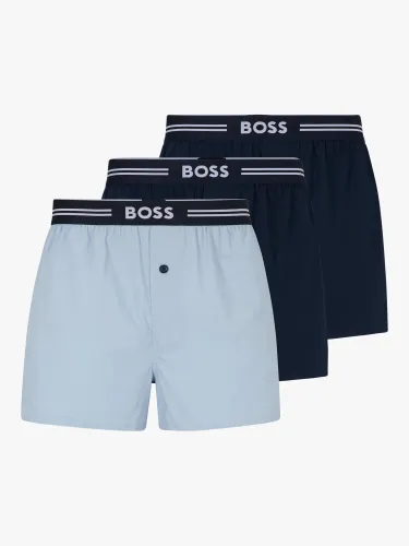 Hugo Boss BOSS Cotton Boxers, Pack of 3, Dark Blue - Dark Blue - Male