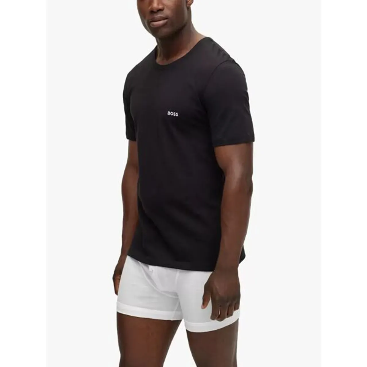 Hugo Boss BOSS Cotton Crew Neck Lounge T-Shirts, Pack of 3 - White/Navy/Black - Male