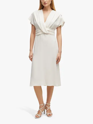 Hugo Boss BOSS Debasa Frill Sleeve A-Line Dress, Open White - Open White - Female