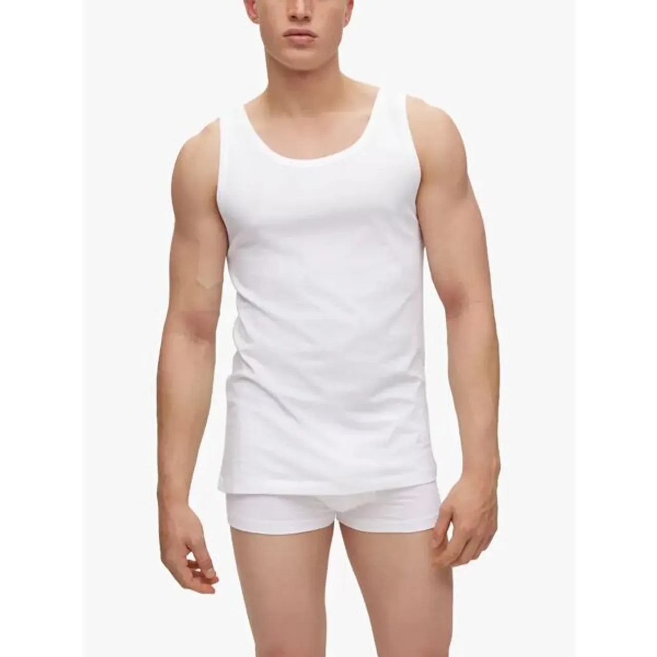Hugo Boss BOSS Embroidered Logo Cotton Vest, Pack of 3, White - White - Male