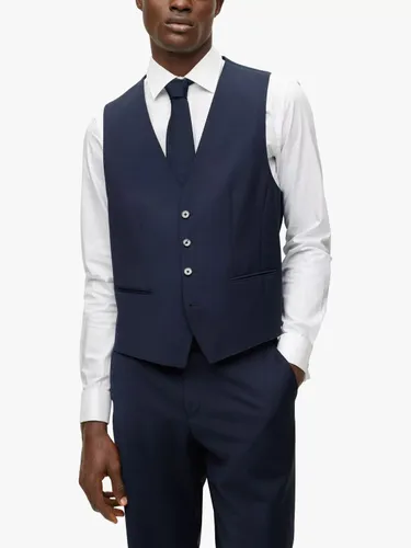 Hugo Boss BOSS Jasper Wool Blend Tailored Waistcoat - Dark Blue - Male