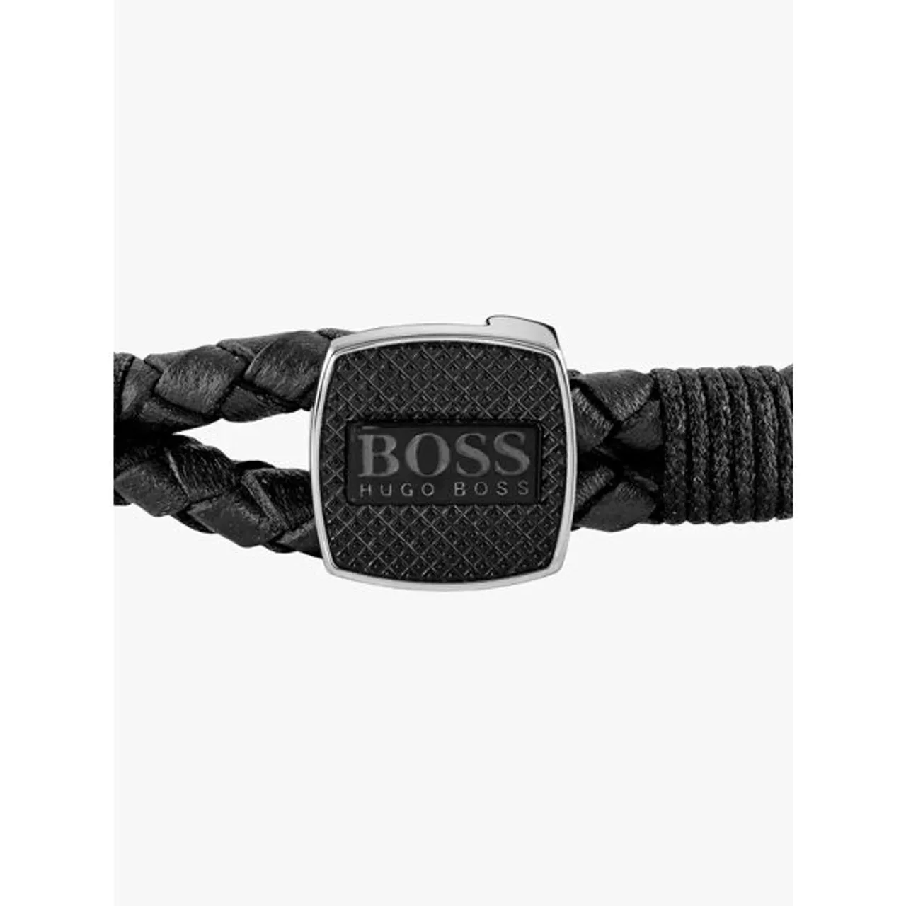 Hugo Boss BOSS Men's Braided Leather Bracelet - Black - Male