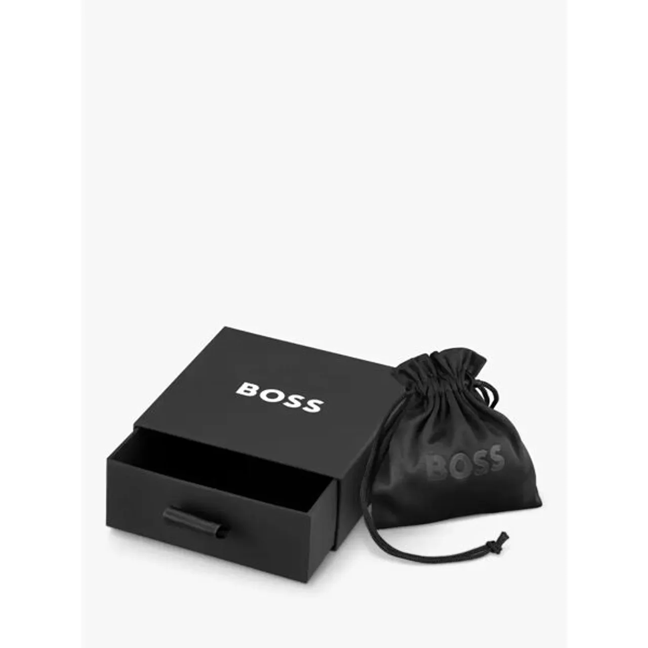 Hugo Boss BOSS Men's Thad Classic Collection Logo Braided Leather Bracelet, Black - Black - Male