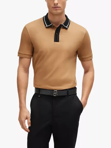 Hugo Boss BOSS Phillipson 36 Short Sleeve Polo Shirt, Medium Beige - Medium Beige - Male