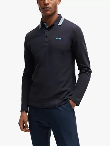 Hugo Boss BOSS Plisy 402 Long Sleeve Polo Shirt, Dark Blue - Dark Blue - Male