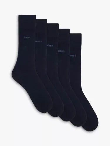 Hugo Boss BOSS Solid Color Socks, Pack of 5, Dark Blue - Dark Blue - Male