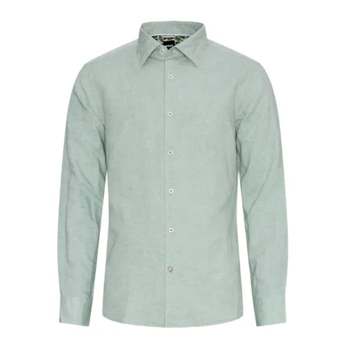 Hugo Boss , Casual Linen and Cotton Shirt Green Sage ,Green male, Sizes:
