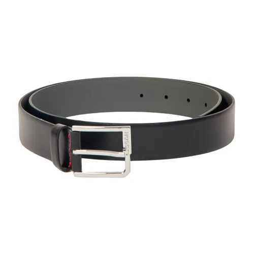 Hugo Boss , Contemporary Leather Belt With Logo Buckle ,Black male, Sizes: