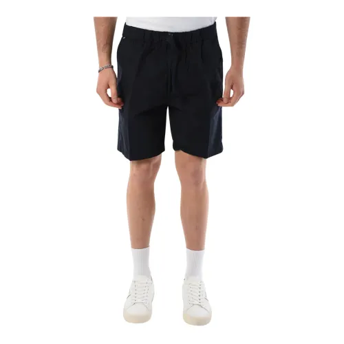 Hugo Boss , Cotton Bermuda Shorts with Elastic Waist ,Blue male, Sizes: