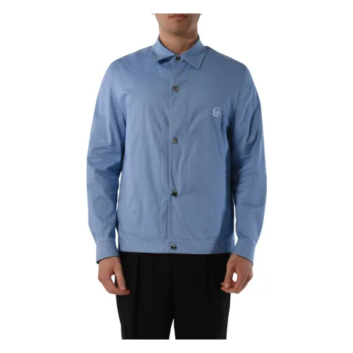 Hugo Boss , Cotton Jacket with Snap Closure ,Blue male, Sizes: