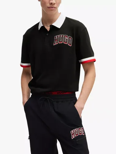 Hugo Boss Dillet Varsity Short Sleeve Polo Shirt, Black - Black - Male