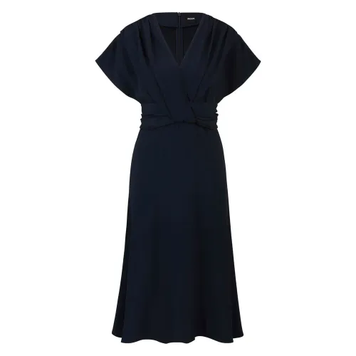 Hugo Boss , Elegant Satin Dress with Draping Details ,Blue female, Sizes: