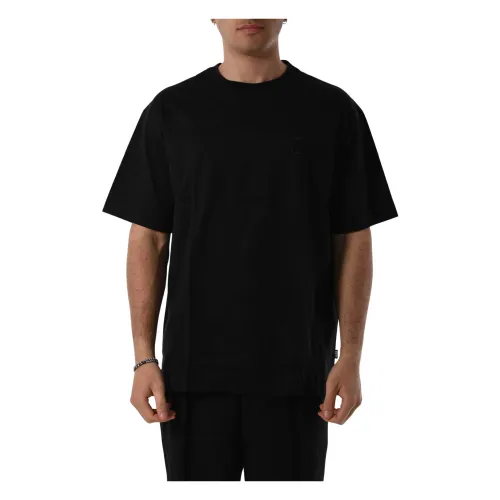 Hugo Boss , Embroidered Logo Cotton T-shirt Oversize ,Black female, Sizes:
