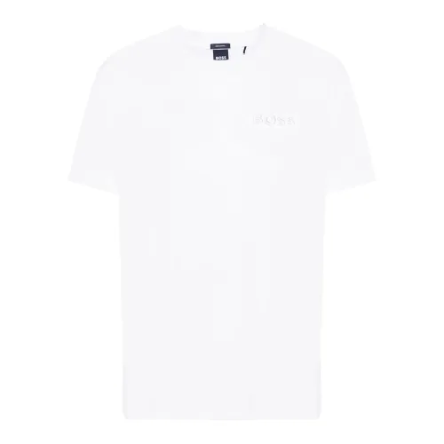 Hugo Boss , Embroidered Logo White Crewneck T-Shirt ,White male, Sizes: