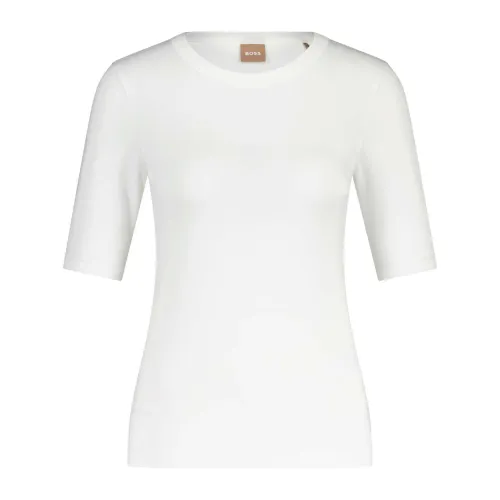 Hugo Boss , Fitted Jersey T-Shirt with Logo Appliqué ,White female, Sizes: